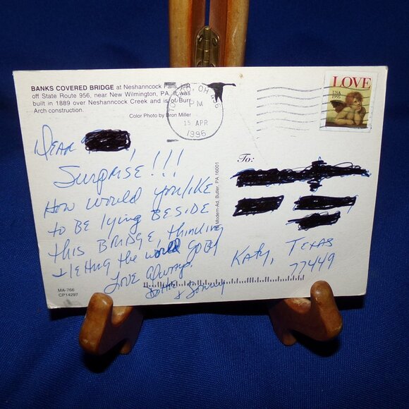 Vintage Pennsylvania Covered Bridge Postcard- Banks Covered Bridge - Posted 1996 - Picture 2 of 4